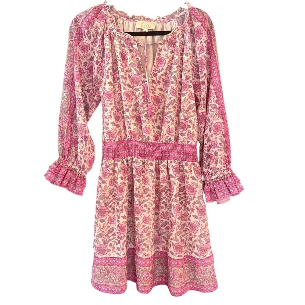 $325 Anthropologie "Love the Label" Pink Floral Sz SMALL Mini Dress Boho Cottage